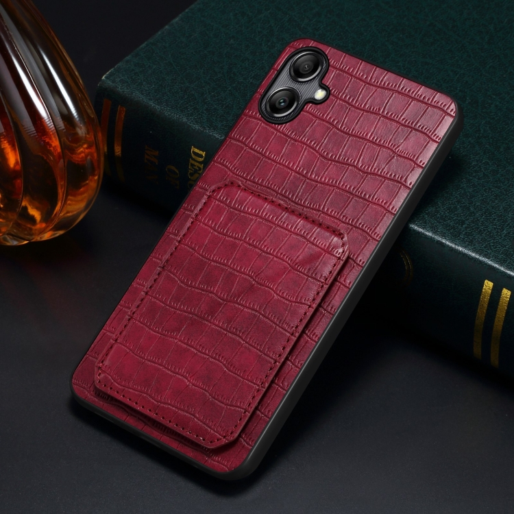 For Samsung Galaxy S23+ 5G Denior Imitation Crocodile Leather Back Phone Case with Holder(Rose Red) For Samsung Galaxy S23+ 5G Denior Imitation Crocodile Leather Back Phone Case with Holder(Rose Red)