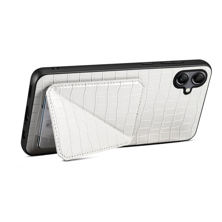 For Samsung Galaxy S23 Ultra 5G Denior Imitation Crocodile Leather Back Phone Case with Holder(White) For Samsung Galaxy S23 Ultra 5G Denior Imitation Crocodile Leather Back Phone Case with Holder(White)