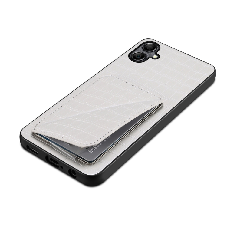 For Samsung Galaxy S23 Ultra 5G Denior Imitation Crocodile Leather Back Phone Case with Holder(White) For Samsung Galaxy S23 Ultra 5G Denior Imitation Crocodile Leather Back Phone Case with Holder(White)