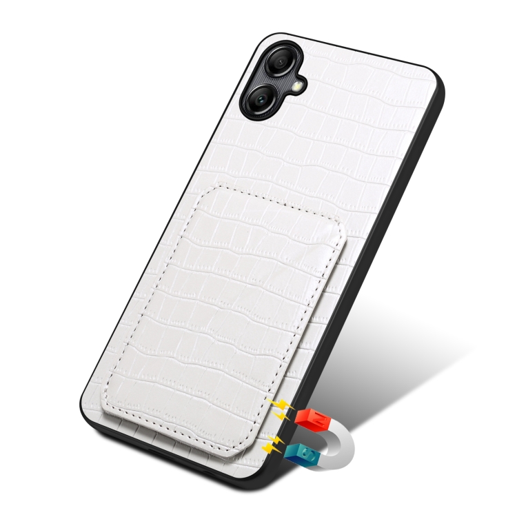 For Samsung Galaxy S23 Ultra 5G Denior Imitation Crocodile Leather Back Phone Case with Holder(White) For Samsung Galaxy S23 Ultra 5G Denior Imitation Crocodile Leather Back Phone Case with Holder(White)