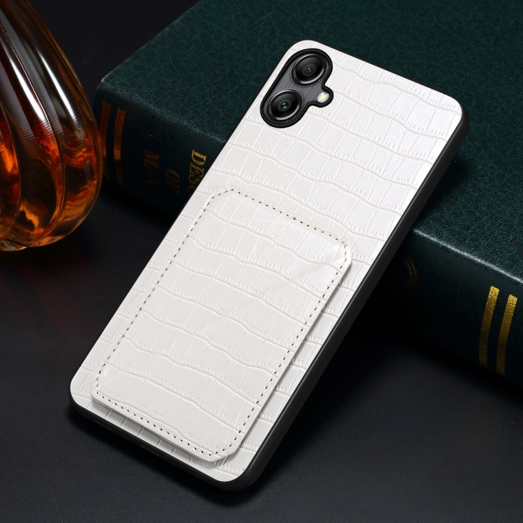 For Samsung Galaxy S23 Ultra 5G Denior Imitation Crocodile Leather Back Phone Case with Holder(White) For Samsung Galaxy S23 Ultra 5G Denior Imitation Crocodile Leather Back Phone Case with Holder(White)