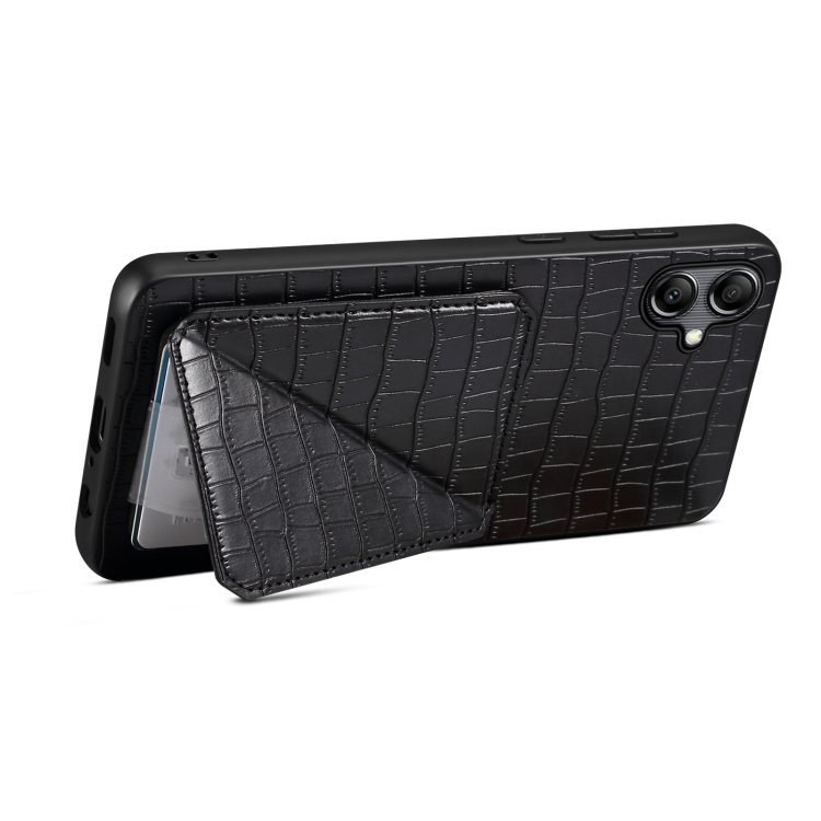 For Samsung Galaxy S24 Ultra 5G Denior Imitation Crocodile Leather Back Phone Case with Holder(Black) For Samsung Galaxy S24 Ultra 5G Denior Imitation Crocodile Leather Back Phone Case with Holder(Black)