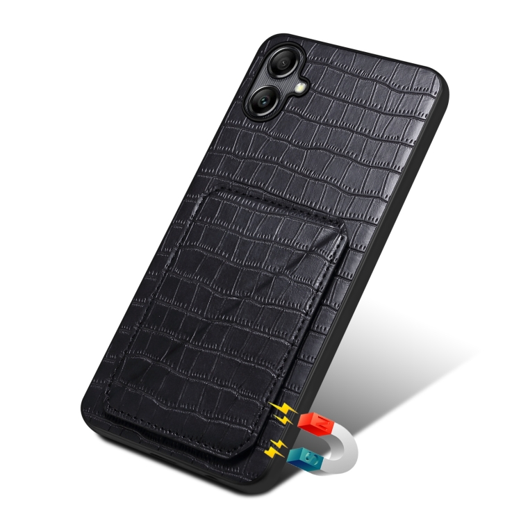 For Samsung Galaxy S24 Ultra 5G Denior Imitation Crocodile Leather Back Phone Case with Holder(Black) For Samsung Galaxy S24 Ultra 5G Denior Imitation Crocodile Leather Back Phone Case with Holder(Black)