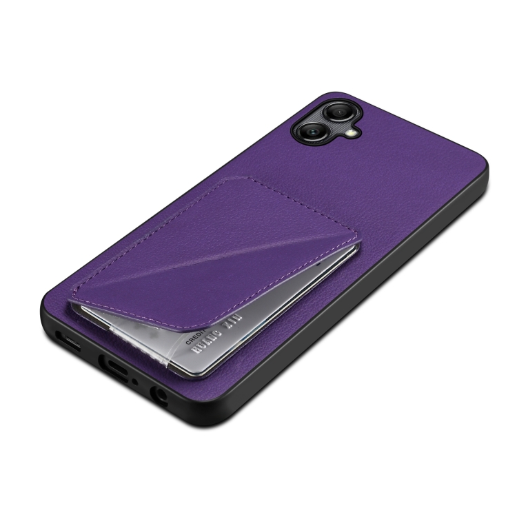 For Samsung Galaxy S23 FE 5G Denior Imitation Calf Leather Back Phone Case with Holder(Purple)