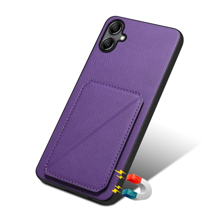 For Samsung Galaxy S23 FE 5G Denior Imitation Calf Leather Back Phone Case with Holder(Purple)
