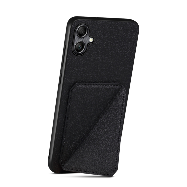 For Samsung Galaxy S23+ 5G Denior Imitation Calf Leather Back Phone Case with Holder(Black) For Samsung Galaxy S23+ 5G Denior Imitation Calf Leather Back Phone Case with Holder(Black)