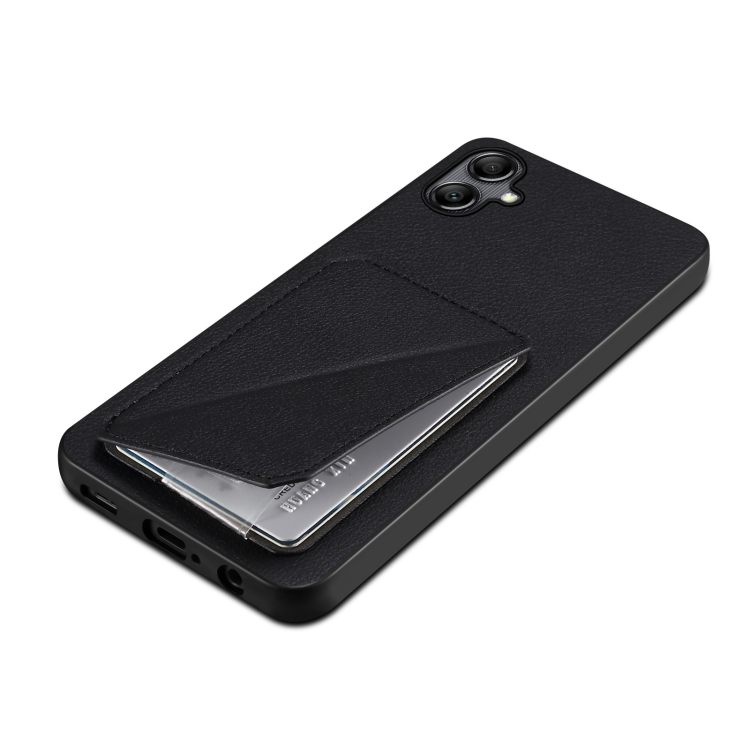 For Samsung Galaxy S23+ 5G Denior Imitation Calf Leather Back Phone Case with Holder(Black) For Samsung Galaxy S23+ 5G Denior Imitation Calf Leather Back Phone Case with Holder(Black)