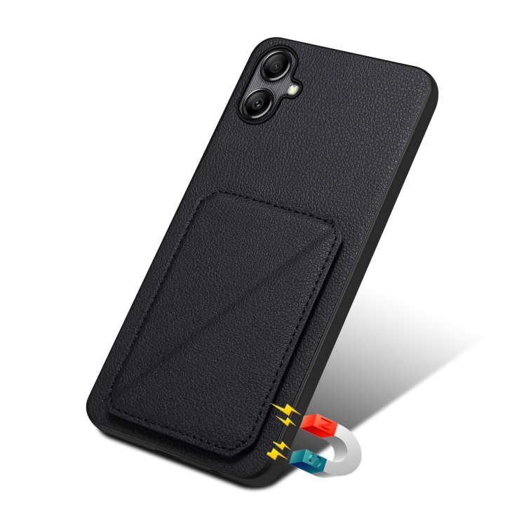 For Samsung Galaxy S23+ 5G Denior Imitation Calf Leather Back Phone Case with Holder(Black) For Samsung Galaxy S23+ 5G Denior Imitation Calf Leather Back Phone Case with Holder(Black)