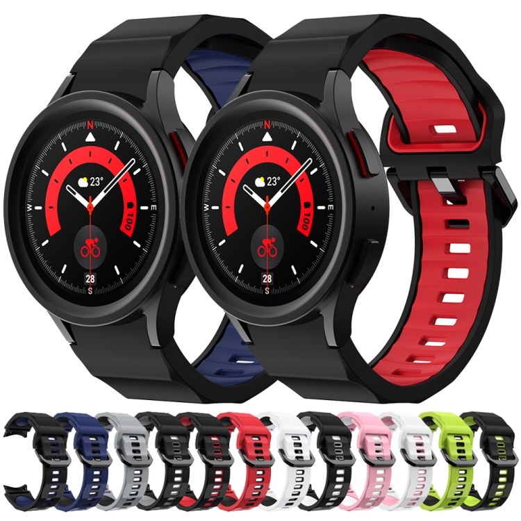 Per Samsung Galaxy Watch 6 Cinturino in silicone bicolore con texture  ondulata (nero blu)