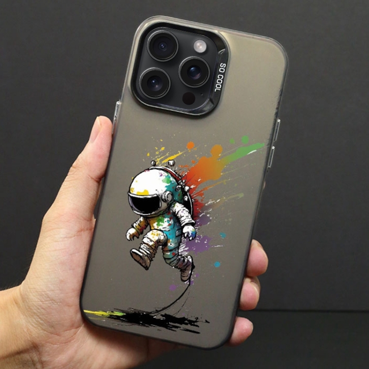For iPhone 15 Pro Max Color Ink Frosted PC+TPU Phone Case(Running Astronaut) - 1