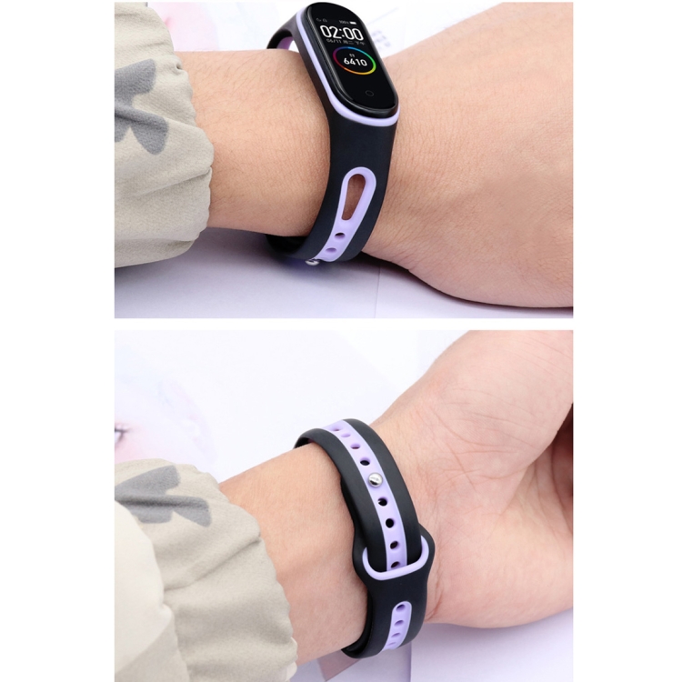 SUNSKY - For Xiaomi Mi Band 4 Two-color U Shape Silicone Watch Band(White  Pink)