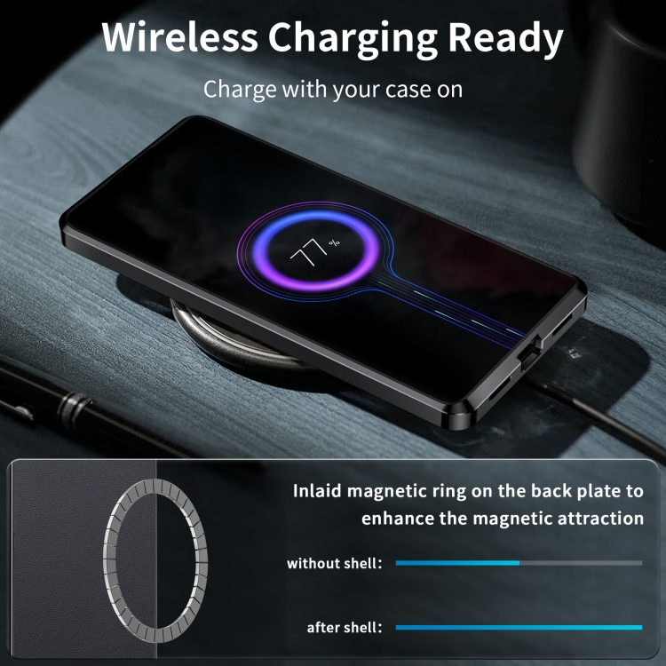 For Samsung Galaxy S24 Ultra 5G MagSafe Magnetic Plain Metal Phone Case(Black) For Samsung Galaxy S24 Ultra 5G MagSafe Magnetic Plain Metal Phone Case(Black)