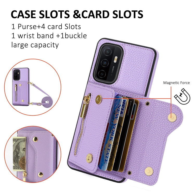 For Samsung Galaxy S23+ DF-09 Crossbody Litchi texture Card Bag Design PU Phone Case(Purple)