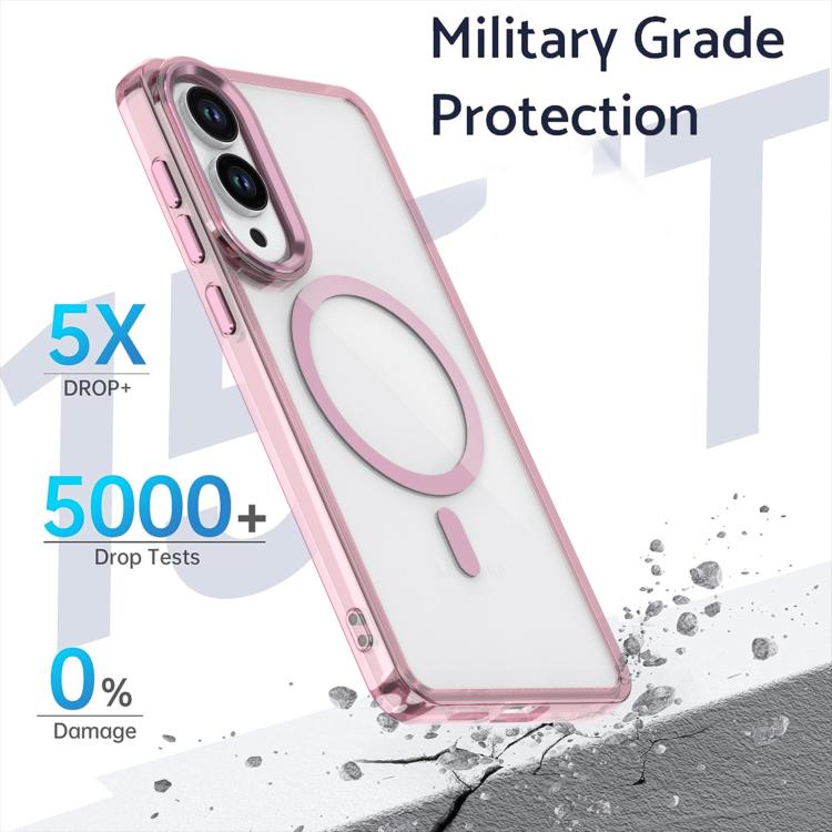 For Samsung Galaxy S25 Edge 5G MagSafe Magnetic Clear Phone Case(White)