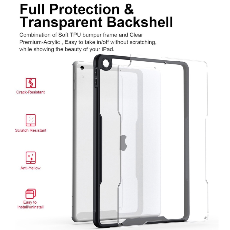 For iPad 10.2 2021 / 2020 / 2019 Armor Clear Acrylic Hybrid TPU Tablet Case(Black) For iPad 10.2 2021 / 2020 / 2019 Armor Clear Acrylic Hybrid TPU Tablet Case(Black)