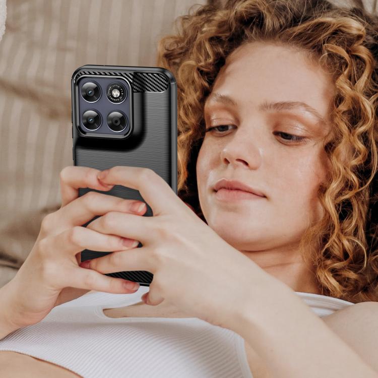 For Motorola Moto G77 Carbon Fiber Brushed Texture TPU Phone Case(Black)