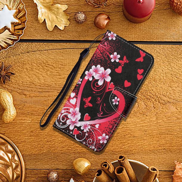 For Samsung Galaxy S24 5G Colored Drawing Pattern Leather Phone Case(Red Heart) For Samsung Galaxy S24 5G Colored Drawing Pattern Leather Phone Case(Red Heart)