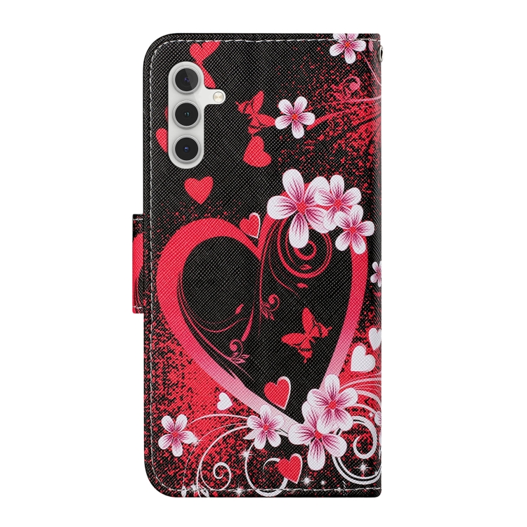 For Samsung Galaxy S24 5G Colored Drawing Pattern Leather Phone Case(Red Heart) For Samsung Galaxy S24 5G Colored Drawing Pattern Leather Phone Case(Red Heart)