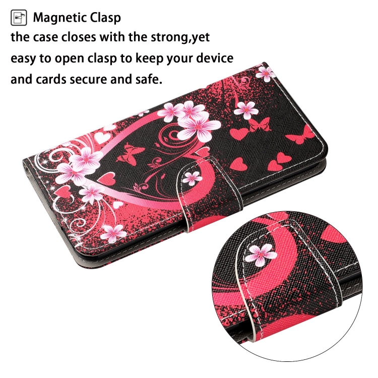 For Samsung Galaxy S24 5G Colored Drawing Pattern Leather Phone Case(Red Heart) For Samsung Galaxy S24 5G Colored Drawing Pattern Leather Phone Case(Red Heart)