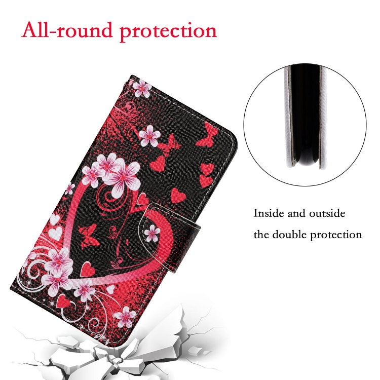 For Samsung Galaxy S24 5G Colored Drawing Pattern Leather Phone Case(Red Heart) For Samsung Galaxy S24 5G Colored Drawing Pattern Leather Phone Case(Red Heart)