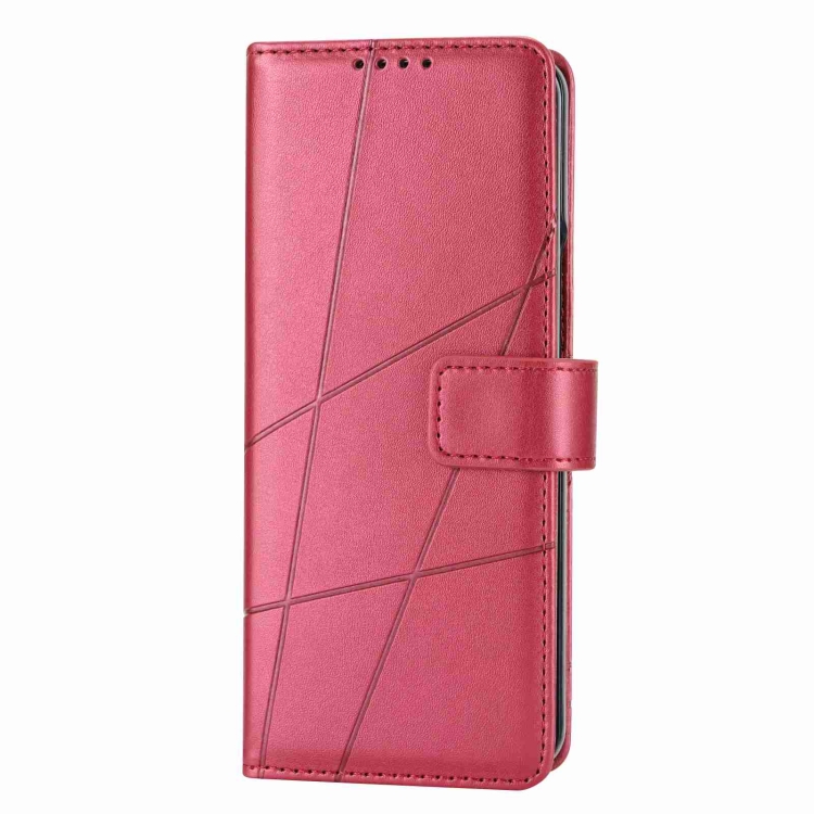 For Samsung Galaxy Z Fold5 PU Genuine Leather Texture Embossed Line Phone Case(Red) For Samsung Galaxy Z Fold5 PU Genuine Leather Texture Embossed Line Phone Case(Red)