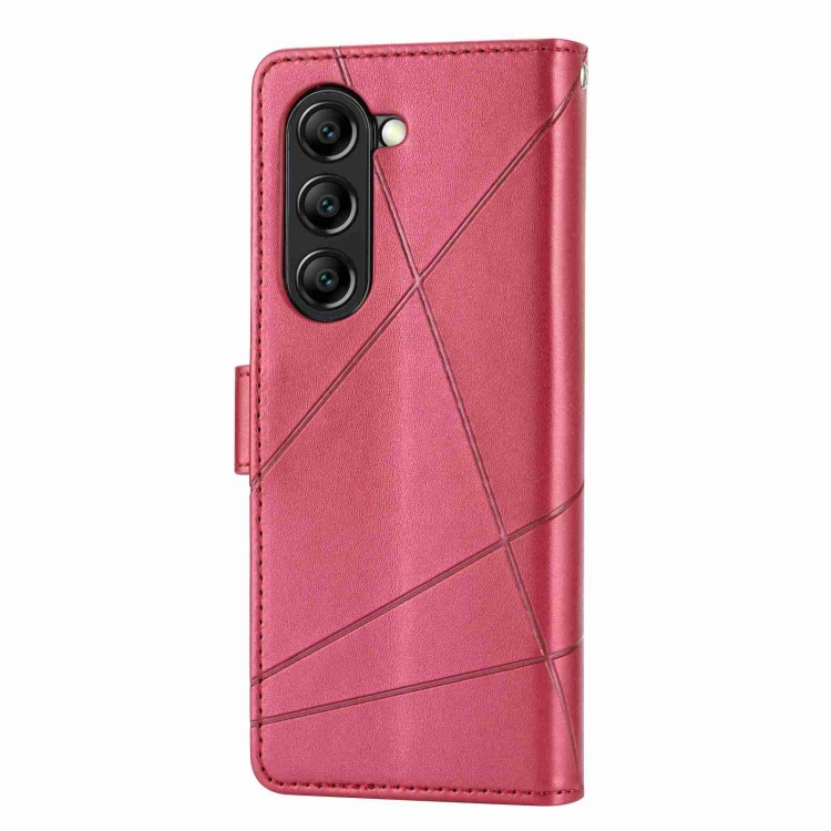 For Samsung Galaxy Z Fold5 PU Genuine Leather Texture Embossed Line Phone Case(Red) For Samsung Galaxy Z Fold5 PU Genuine Leather Texture Embossed Line Phone Case(Red)