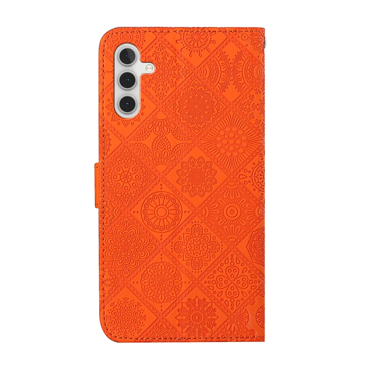 For Samsung Galaxy S24 5G Ethnic Style Embossed Pattern Leather Phone Case(Orange) For Samsung Galaxy S24 5G Ethnic Style Embossed Pattern Leather Phone Case(Orange)