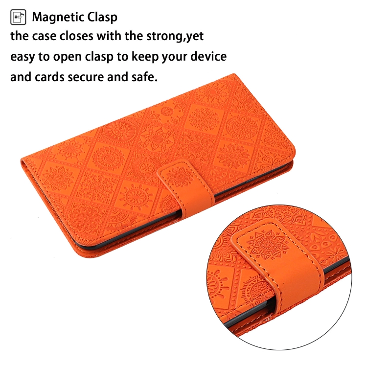 For Samsung Galaxy S24 5G Ethnic Style Embossed Pattern Leather Phone Case(Orange) For Samsung Galaxy S24 5G Ethnic Style Embossed Pattern Leather Phone Case(Orange)