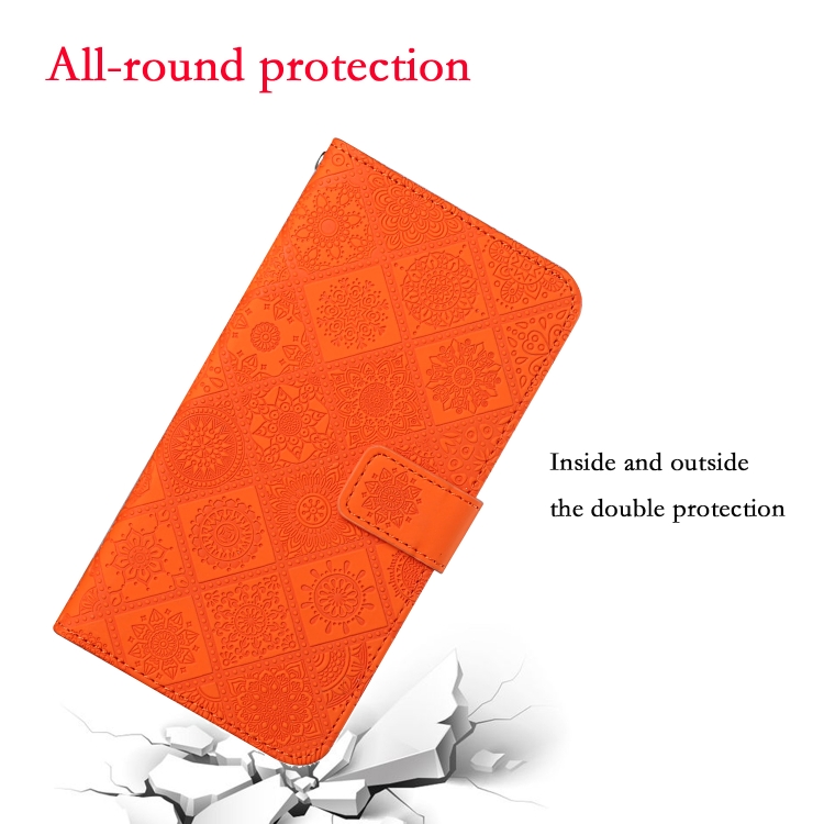 For Samsung Galaxy S24 5G Ethnic Style Embossed Pattern Leather Phone Case(Orange) For Samsung Galaxy S24 5G Ethnic Style Embossed Pattern Leather Phone Case(Orange)