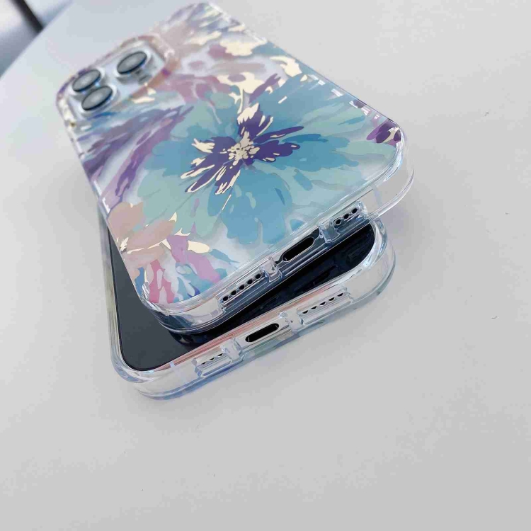 For iPhone 15 Pro Electroplated Symphony Phone Case(Feather) For iPhone 15 Pro Electroplated Symphony Phone Case(Feather)
