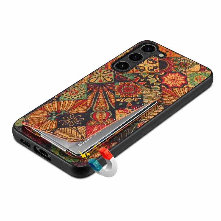 For Samsung Galaxy S24 Ultra 5G Dual Card Slot Holder Phone Case(Autumn Yellow) For Samsung Galaxy S24 Ultra 5G Dual Card Slot Holder Phone Case(Autumn Yellow)