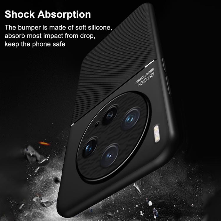 For vivo X300 Classic Tilt Strip Grain Magnetic PC Hybrid TPU Phone Case(Blue)