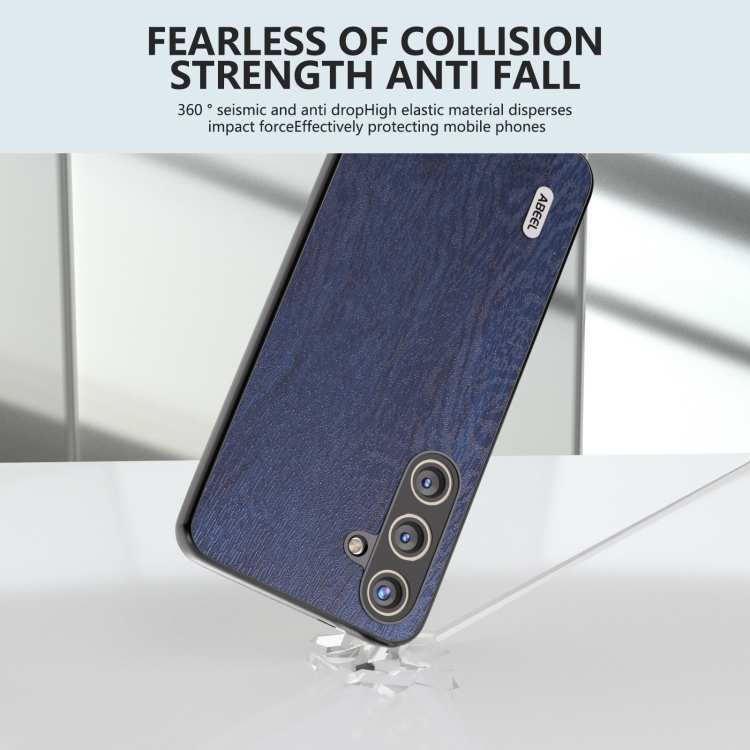 For Samsung Galaxy S24 5G ABEEL Wood Texture PU Phone Case(Blue) For Samsung Galaxy S24 5G ABEEL Wood Texture PU Phone Case(Blue)