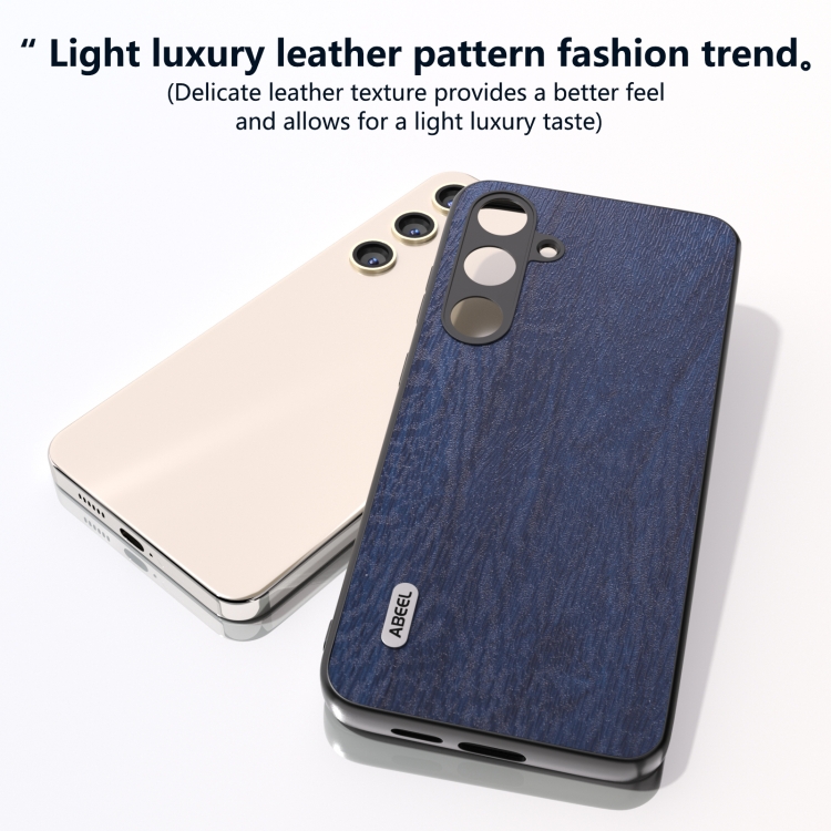 For Samsung Galaxy S24 5G ABEEL Wood Texture PU Phone Case(Blue) For Samsung Galaxy S24 5G ABEEL Wood Texture PU Phone Case(Blue)