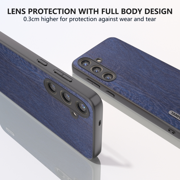 For Samsung Galaxy S24 5G ABEEL Wood Texture PU Phone Case(Blue) For Samsung Galaxy S24 5G ABEEL Wood Texture PU Phone Case(Blue)