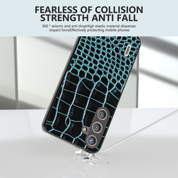 For Samsung Galaxy S24+ 5G ABEEL Genuine Leather Crocodile Pattern Phone Case(Blue) For Samsung Galaxy S24+ 5G ABEEL Genuine Leather Crocodile Pattern Phone Case(Blue)