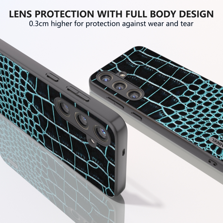 For Samsung Galaxy S24+ 5G ABEEL Genuine Leather Crocodile Pattern Phone Case(Blue) For Samsung Galaxy S24+ 5G ABEEL Genuine Leather Crocodile Pattern Phone Case(Blue)