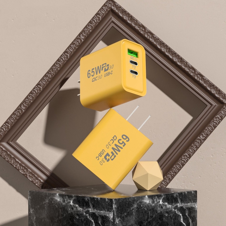 65W Gallium Nitride USB + Type-C Fast Charging Charger, Plug Type:EU ...