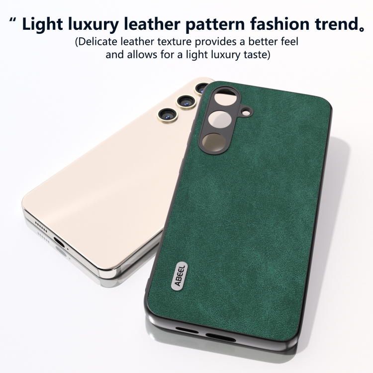 For Samsung Galaxy S24+ 5G ABEEL Elegant Series PU Leather Black Edge Phone Case(Green)