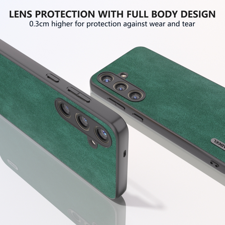 For Samsung Galaxy S24+ 5G ABEEL Elegant Series PU Leather Black Edge Phone Case(Green)
