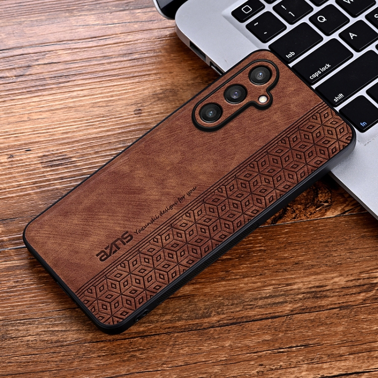 For Samsung Galaxy S24 5G AZNS 3D Embossed Skin Feel Phone Case(Brown) For Samsung Galaxy S24 5G AZNS 3D Embossed Skin Feel Phone Case(Brown)