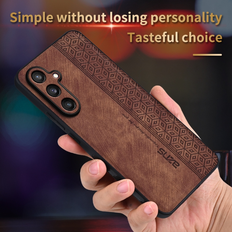 For Samsung Galaxy S24 5G AZNS 3D Embossed Skin Feel Phone Case(Brown) For Samsung Galaxy S24 5G AZNS 3D Embossed Skin Feel Phone Case(Brown)