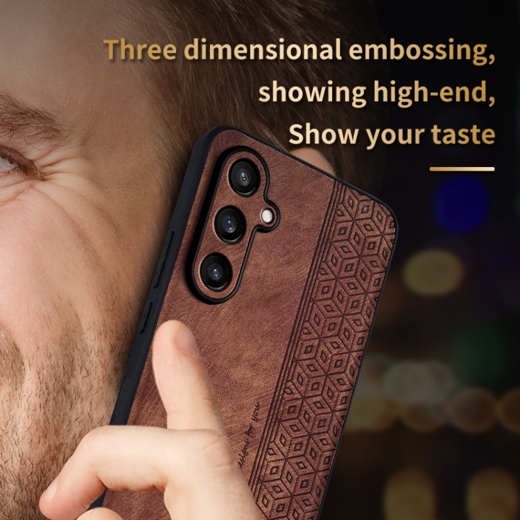 For Samsung Galaxy S24 5G AZNS 3D Embossed Skin Feel Phone Case(Brown) For Samsung Galaxy S24 5G AZNS 3D Embossed Skin Feel Phone Case(Brown)