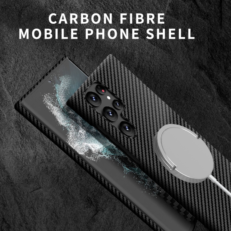 Für Samsung Galaxy S24 Ultra 5G Carbon Fiber Texture MagSafe Magnetische  Handyhülle (Schwarz)