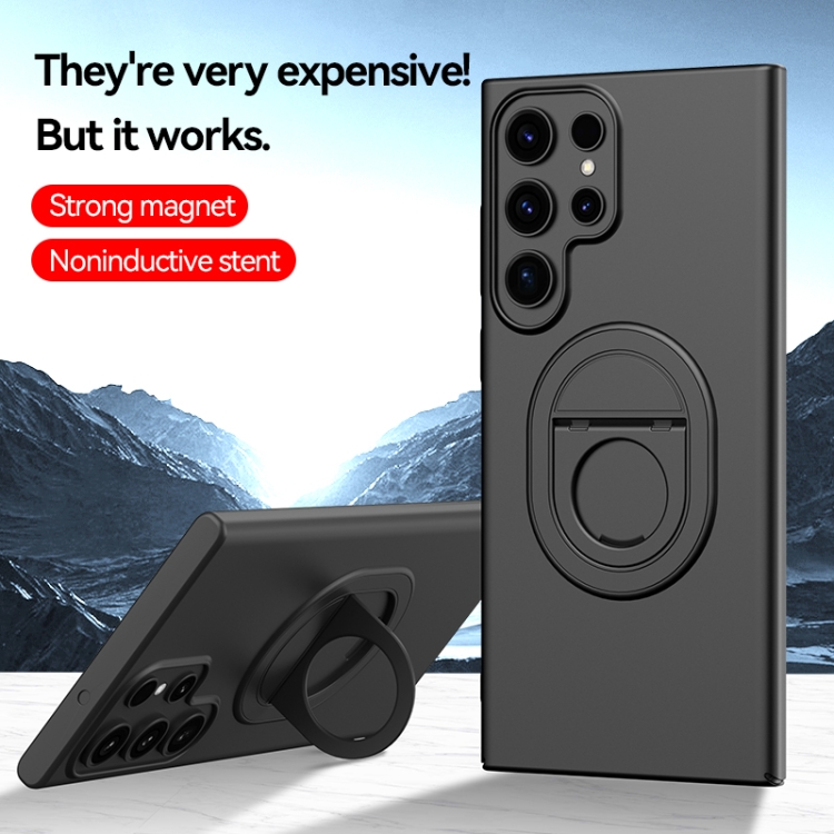 For Samsung Galaxy S23+ Magsafe Hidden Fold Holder Full Coverage Shockproof Phone Case(Black)