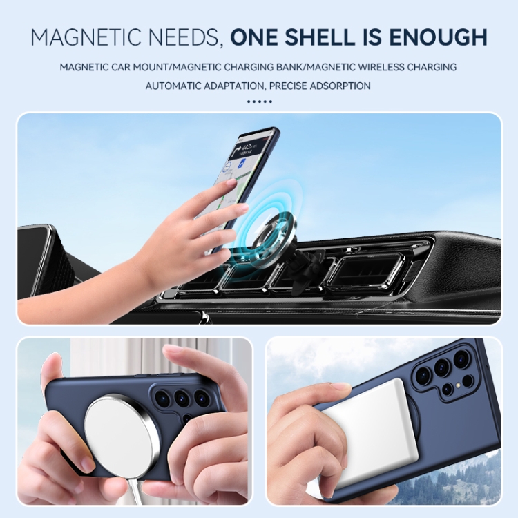 For Samsung Galaxy S23+ Magsafe Hidden Fold Holder Full Coverage Shockproof Phone Case(Black)