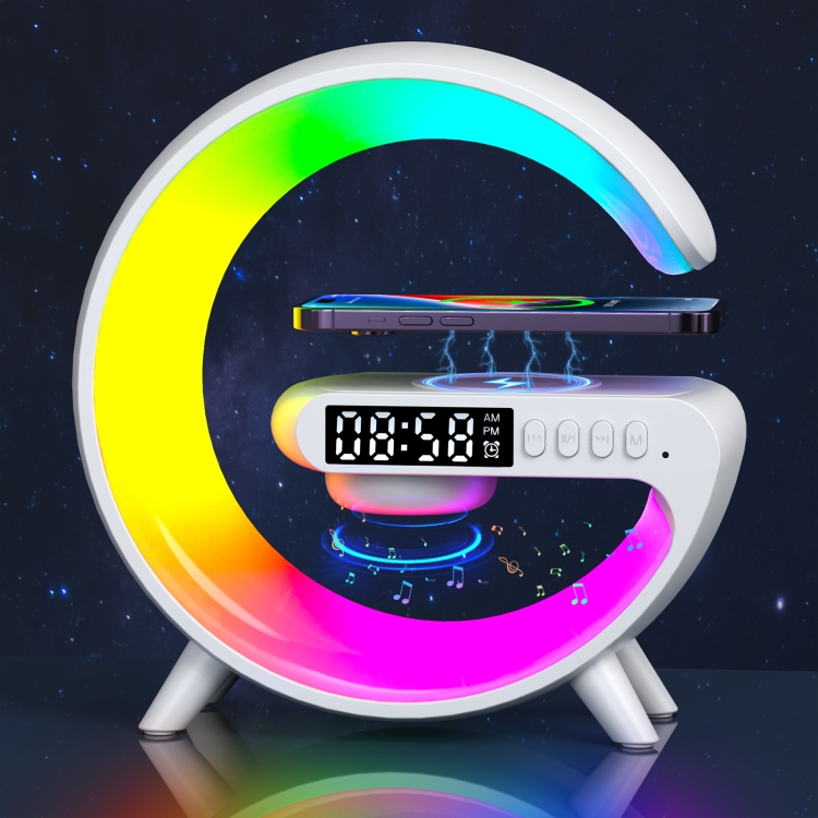 G69 G Shape Smart Bluetooth Speaker Support Wireless Charger & Alarm Clock & Wake-up Light, Without APP(White) G69 G Shape Smart Bluetooth Speaker Support Wireless Charger & Alarm Clock & Wake-up Light, Without APP(White)