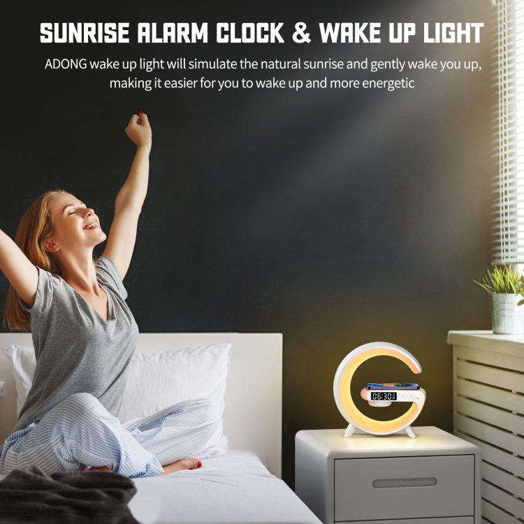 G69 G Shape Smart Bluetooth Speaker Support Wireless Charger & Alarm Clock & Wake-up Light, Without APP(White) G69 G Shape Smart Bluetooth Speaker Support Wireless Charger & Alarm Clock & Wake-up Light, Without APP(White)