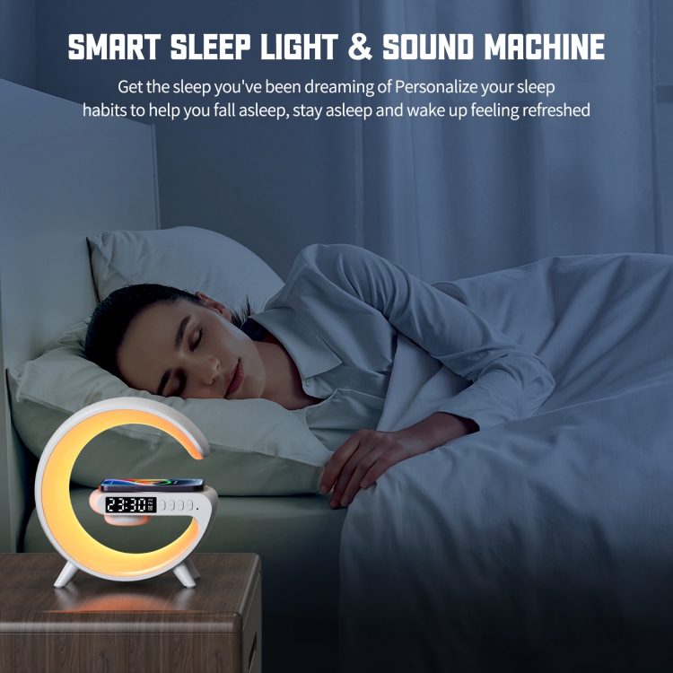 G69 G Shape Smart Bluetooth Speaker Support Wireless Charger & Alarm Clock & Wake-up Light, Without APP(White) G69 G Shape Smart Bluetooth Speaker Support Wireless Charger & Alarm Clock & Wake-up Light, Without APP(White)