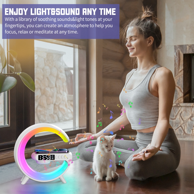 G69 G Shape Smart Bluetooth Speaker Support Wireless Charger & Alarm Clock & Wake-up Light, Without APP(White) G69 G Shape Smart Bluetooth Speaker Support Wireless Charger & Alarm Clock & Wake-up Light, Without APP(White)